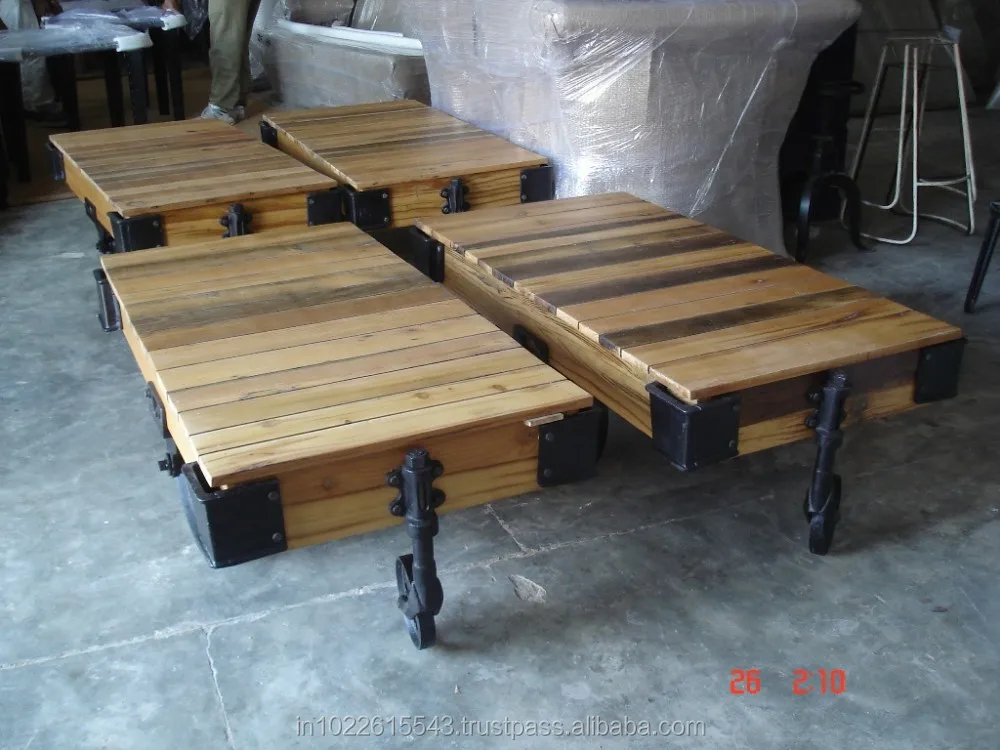 INDUSTRIAL Vintage Wheels furniture Coffee TABLE