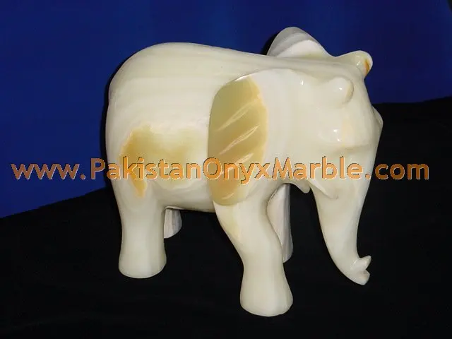 POLISHED ONYX HAND CARVED ELEPHANTS