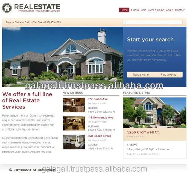 Real Estate and Property B2C Website design and Development with Domain Registration