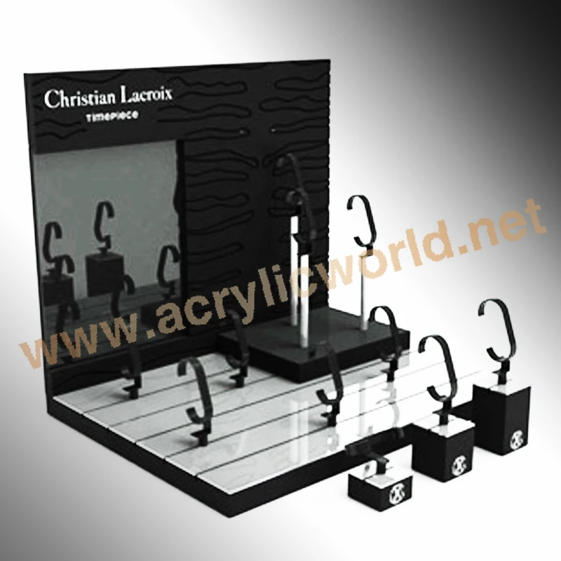 Customized MDF Watch Display Stand/Wholesale pop Watch Display stand with LCD screen