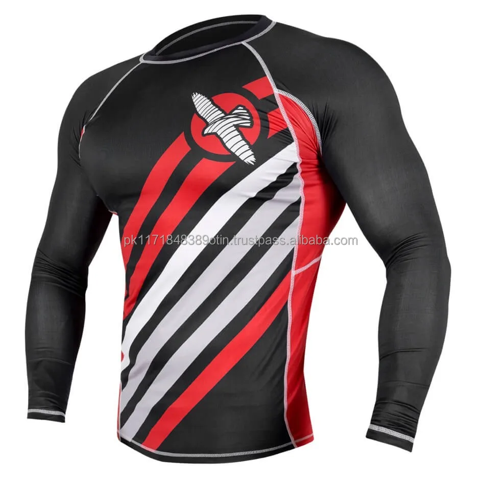 
Custom Printed Sublimationed Lycra Fabric MMA Rash Guard 