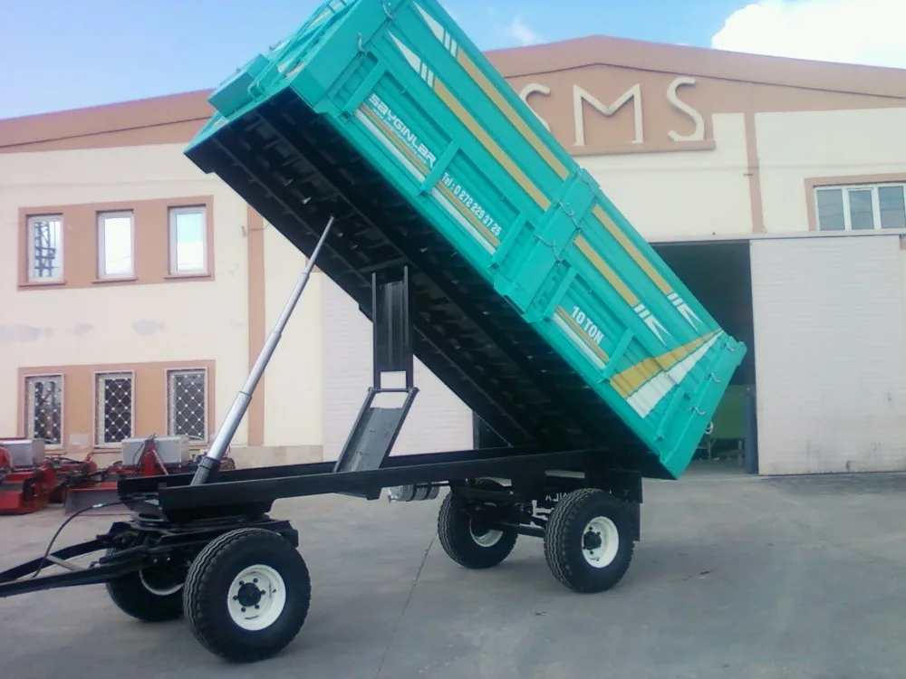 High Quality Trailers Farm Machinery Double Axle Rear Tipping Air Brake 10 Tones Trailers Made in Turkey