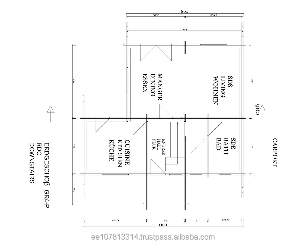 House Villa Office Log House - according to EU Standards Carport