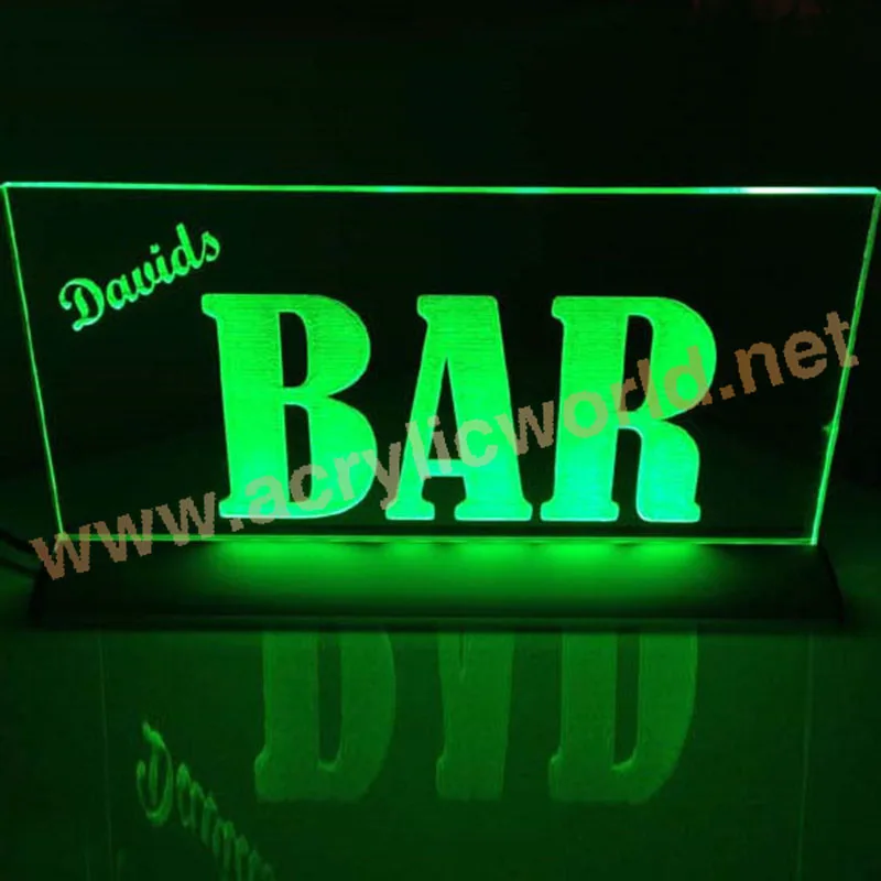illuminated laser engraving counter top popular acrylic led sign with base manufacturer