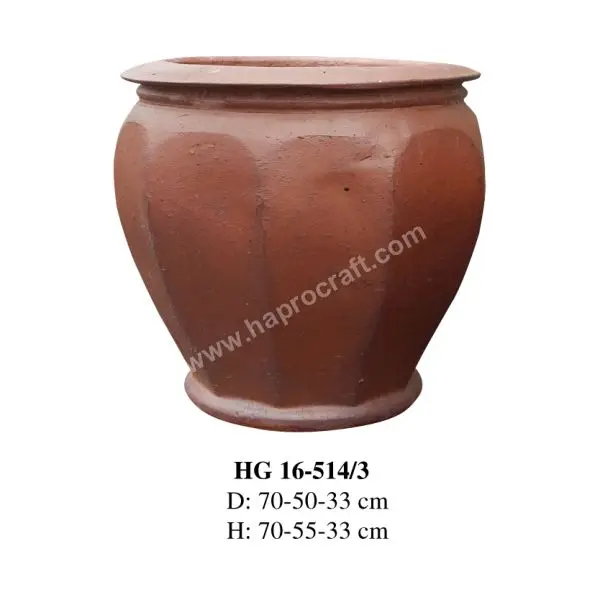 New design Brown Clay Planter Pot from Vietnamfor wholesales, outdoor planter flower pots  ( HG 16 - 514/2)
