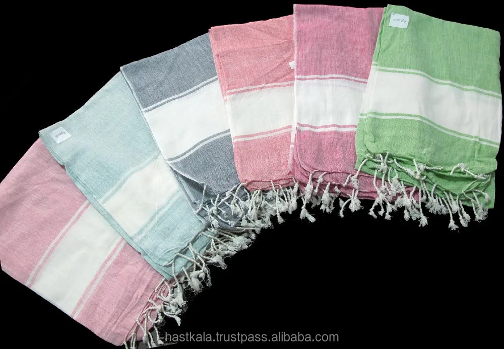 
REACH COMPLIANT AZO FREE 100% COTTON YARN DYED WOVEN HANDLOOM FOUTA TOWELS 