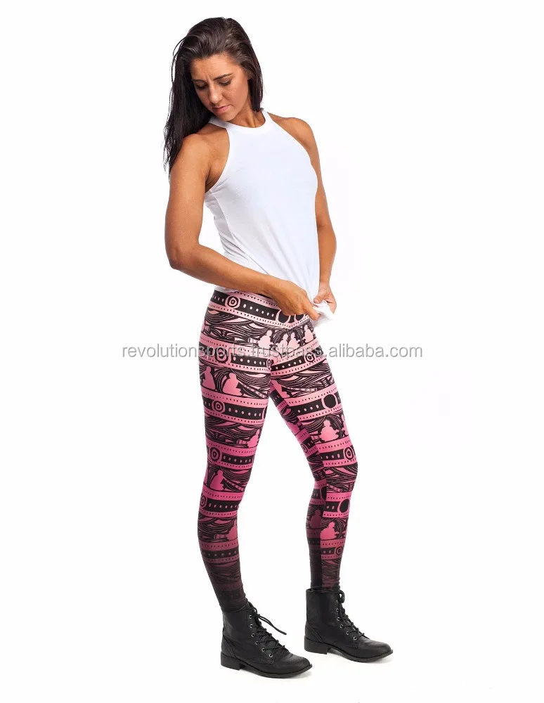 Hot seller female tight yoga pants with full sublimation & breathable fabric 2018 Best Hot seller