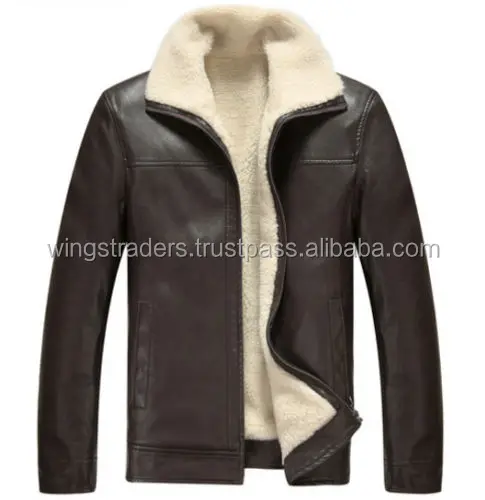Winter season brown leather fur lining jacket