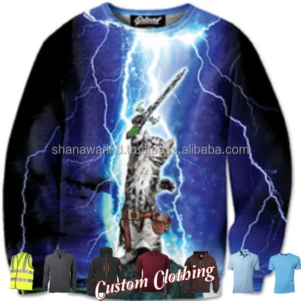 Sublimation Fashion Pullover No Hood Crewneck Sweatshirt OEM 100% Polyester Hoodie Custom Pattern Logo