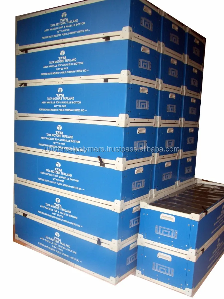UP PP plastic corrugated boxes blue color 600 x 400 x 300 mm customized size food grade ASTM  iso 9001:2015 industrial grade