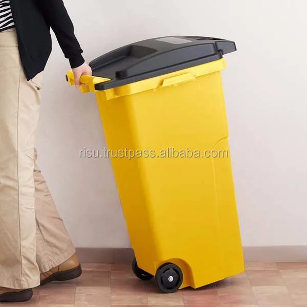 Easy to use and High quality garbage container with wheels trash can for house use , small lot order available