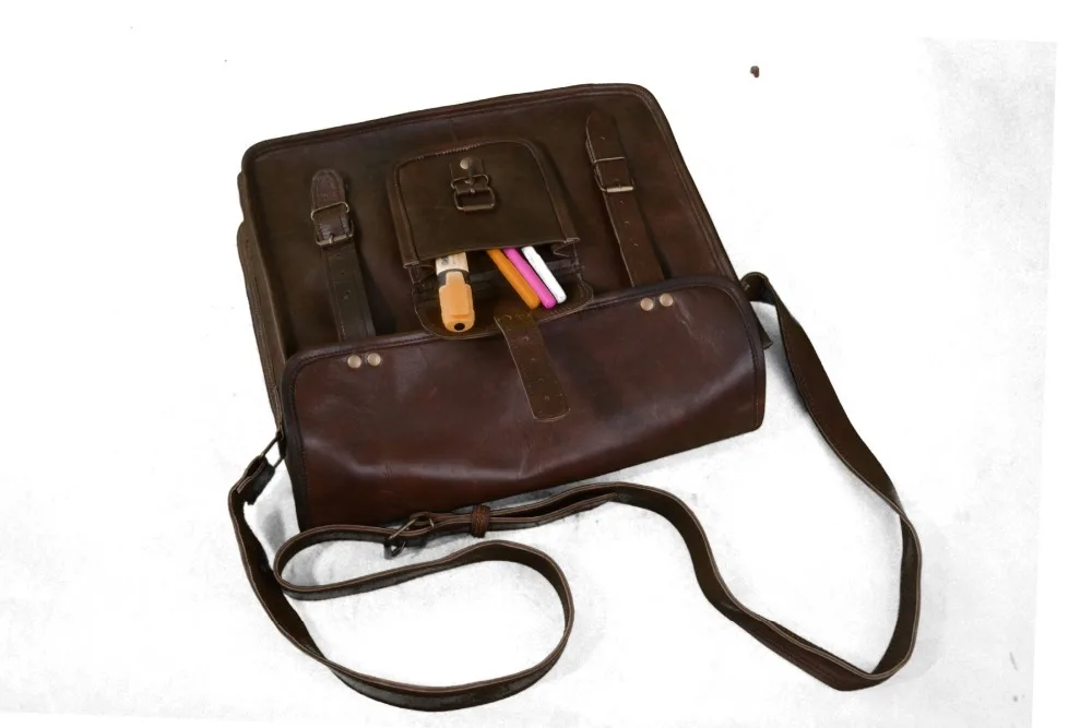 Genuine Leather Laptop Briefcase Custom Logo Office Bags Genuine Office Laptop Messenger Man Luxury Soft Crossbody Shoulder Bags