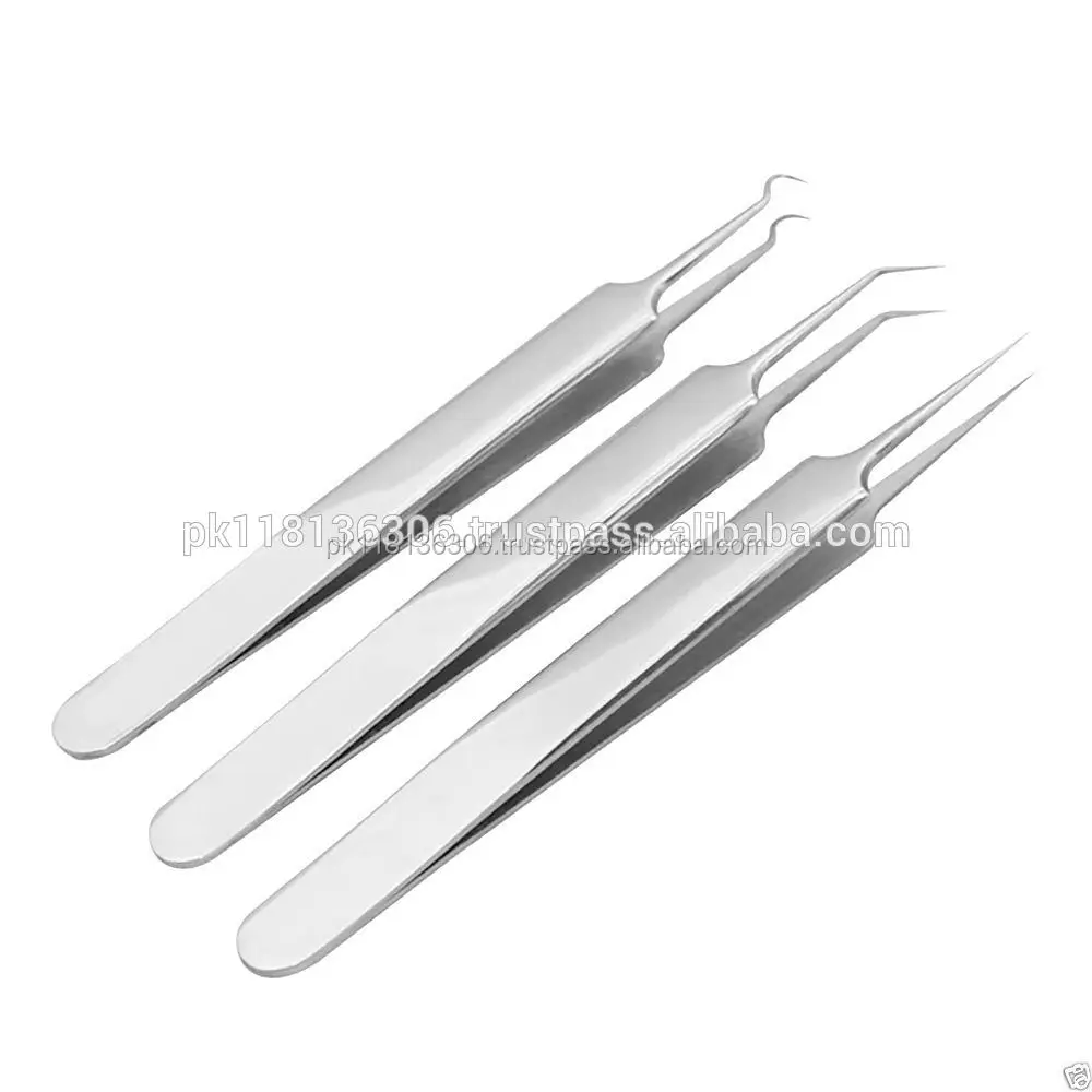 Silver Stainless Steel Slant Tip Removal Acne Blackhead Cell Tweezer Makeup Tool
