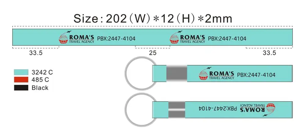 customised soft wrist worn rubber silicone key holder ring keychain bracelet