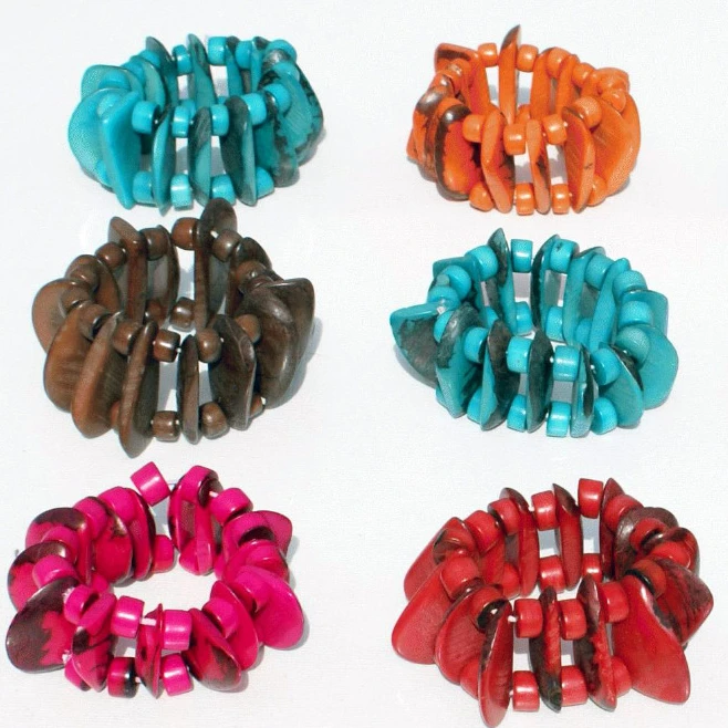 Tagua Bracelets Beaded Hand Crafted Natural Nut Vegetable Ivory Colored Beads Nature Wholesale Jewelry of Ecuador