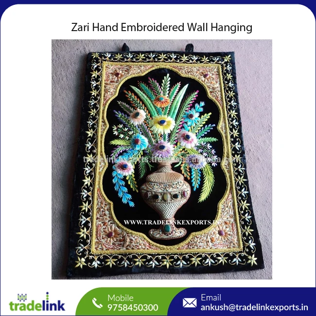 100% Original Handmade Zardozi Royal Jewel Carpet and Wall Hanging