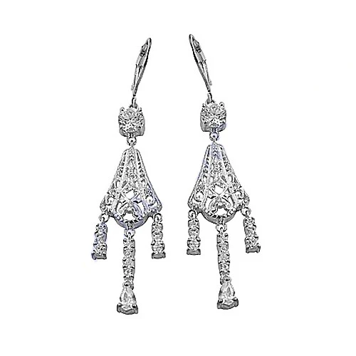 White Cubic Zircon 925 Solid Sterling Silver Chandelier Earring Fashion Designs Impressive Gifts For Women And Girls