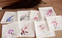 Hand embroidery flower theme handkerchief