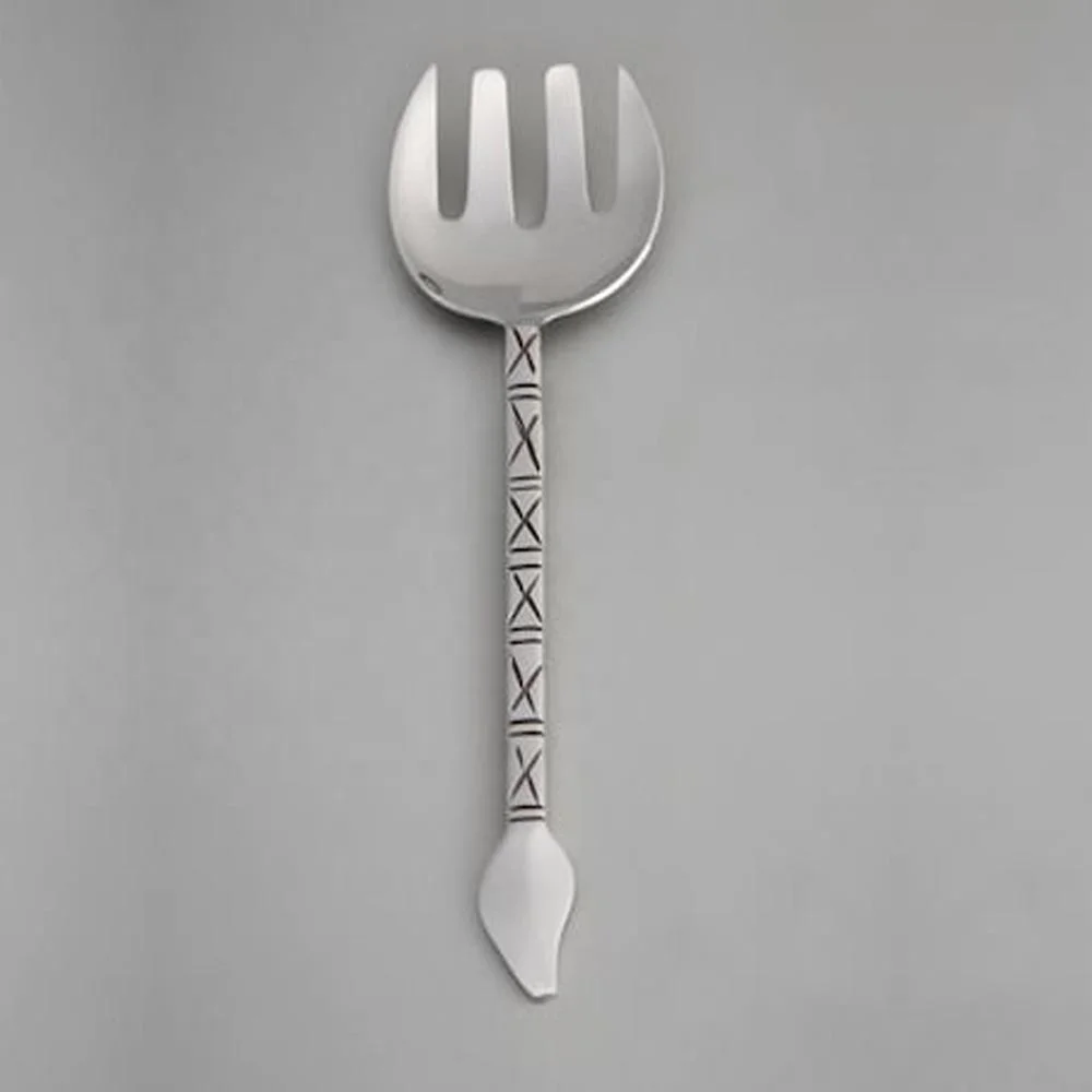 Inexpensive Flatware Sets Stainless Steel Tableware  Rectangular Handle Feather Shape in End Flatware Set