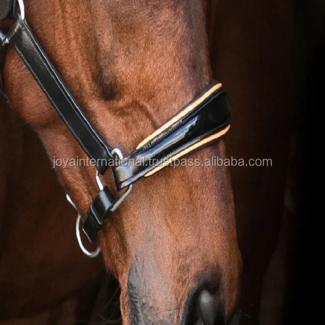 Deluxe Padded Break Away Leather Horse Halter, Horse leather halter Sweden style