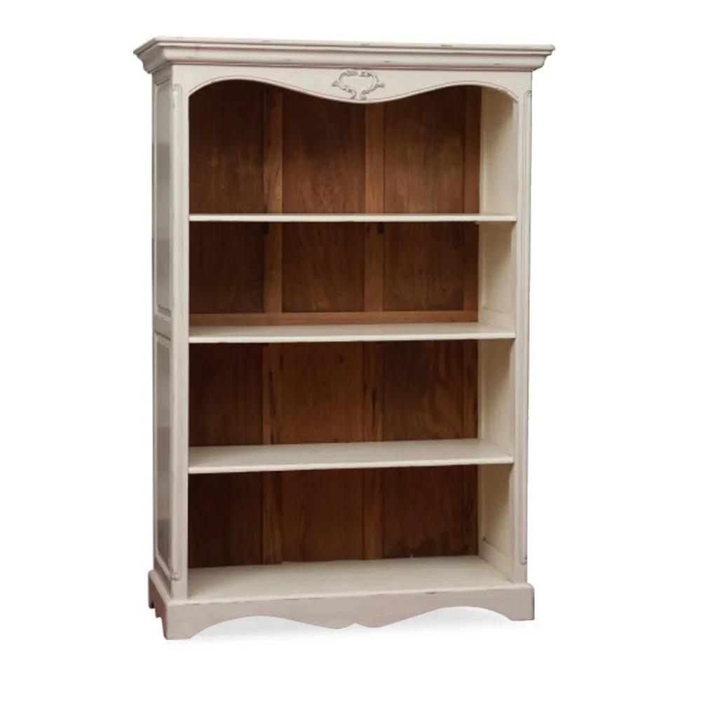 Mahogany Antique White Distressed Open Bookcases Solid Wood Living Room Furniture Wooden Home Furniture