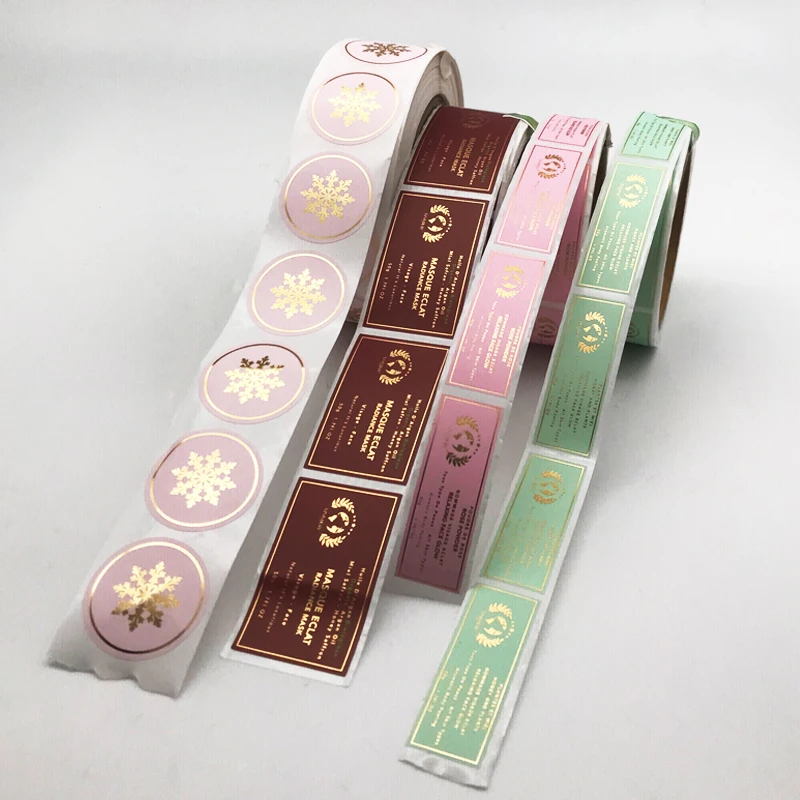 Custom Gold Foil Sticker, Adhesive Cosmetics Label Printing Roll,Hot Foil Stamping Round Logo Sticker for Perfume Bottle