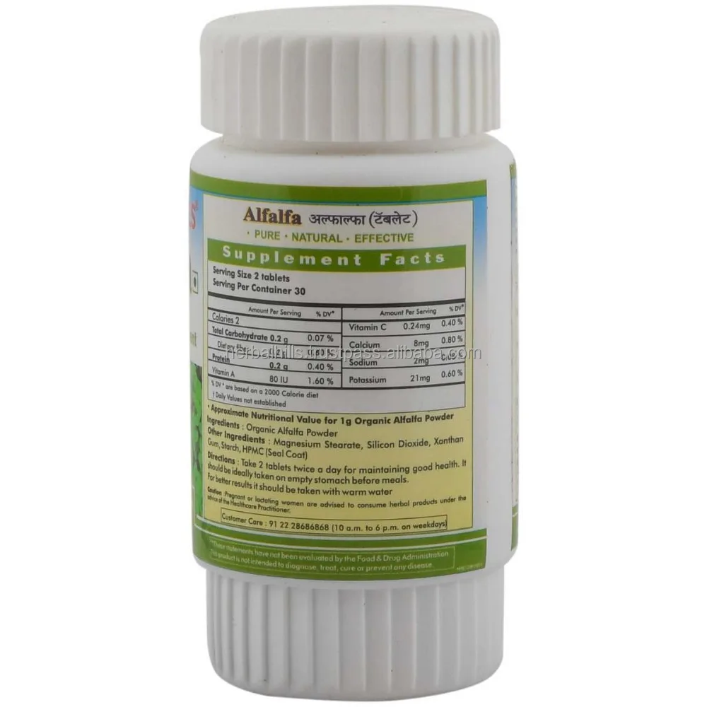 
Healthcare Superfood Alfalfa Tablet Organically certified by 500mg tablet 