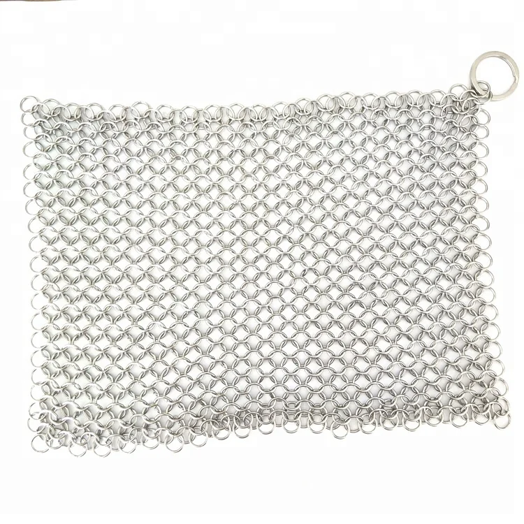 Hot sale kitchen stainless steel chain mail mesh scrubber