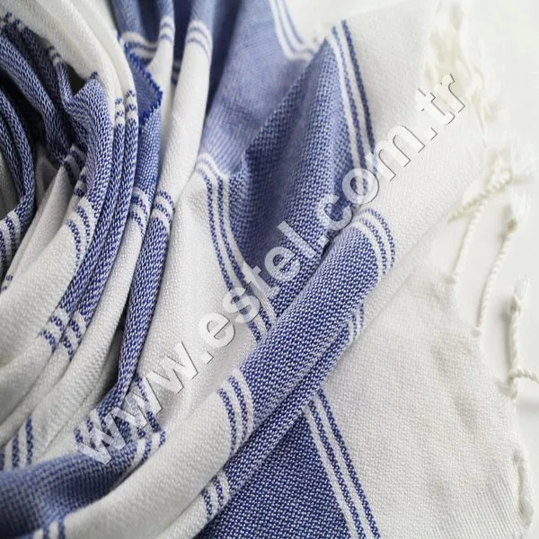 100% Handmade Turkish Royal Blue Hamam Spa Bath Towel Thick Stripy Mystic Printed Hotel Towel for Beach Use