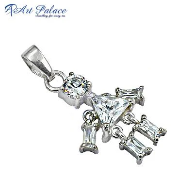 Versatile Optimal White Cubic Zirconia Silver 925 Solid Sterling Silver Coolest Pendant Jewellery Gift For Women