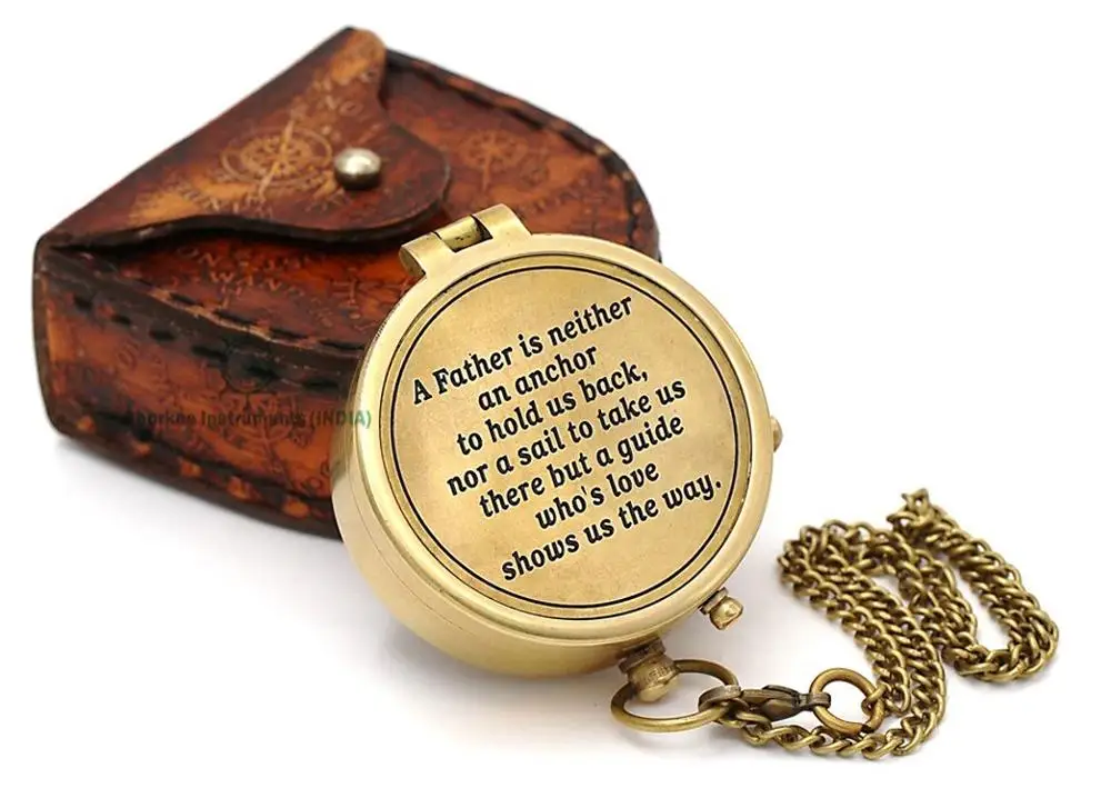 Оптовая продажа, латунный компас, красивая цитата для отца/подарок для отца на день рождения