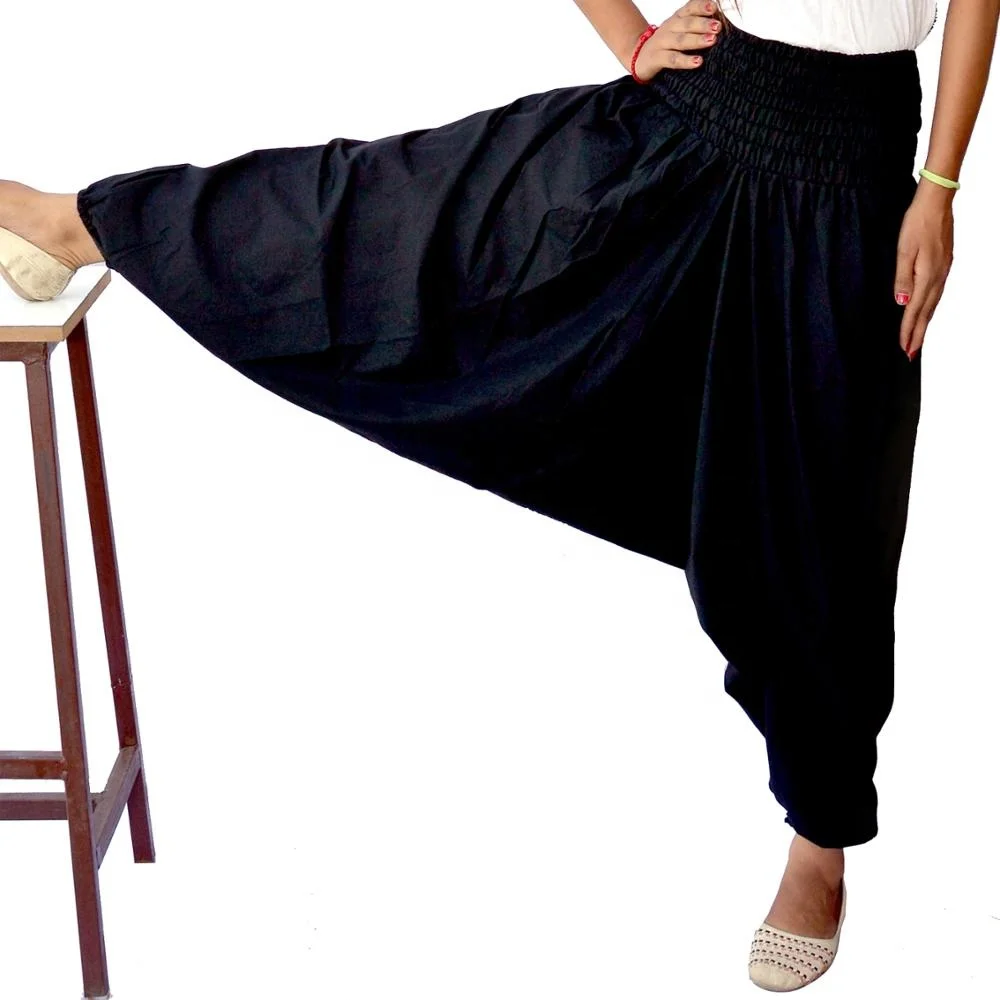 Hot Selling Indian Cotton Men And Women Harem Pant Yoga Pants Black Plain Unisex Trouser Wholesale