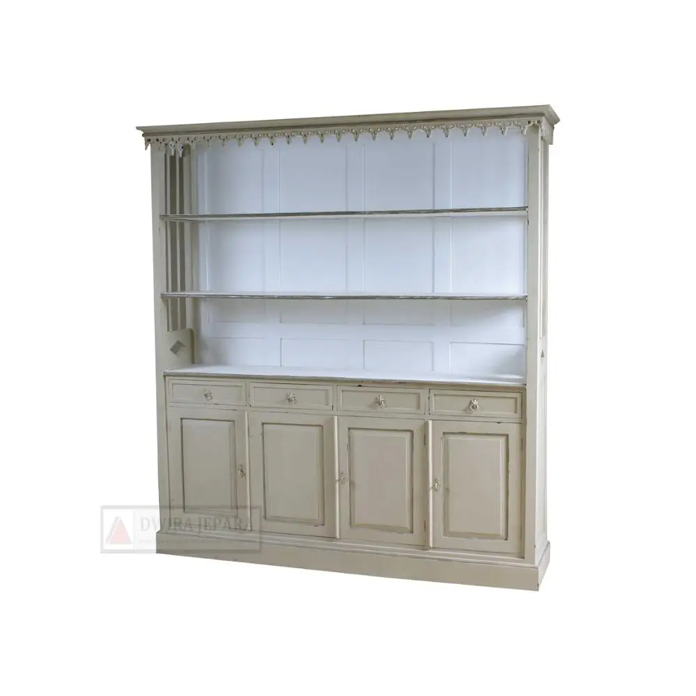 French Provincial Wooden Open Bookcase Furniture 4 Doors