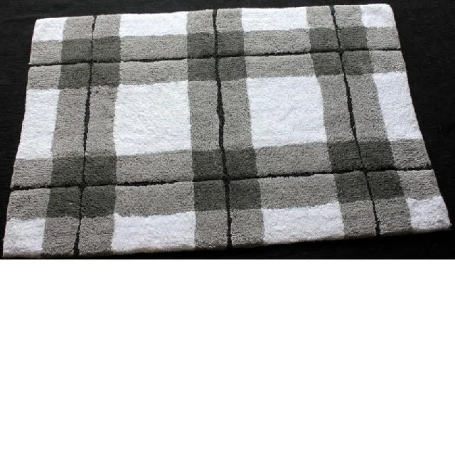 Check Design Super Soft Non Slip Cotton Water Absorbent Bath Mat