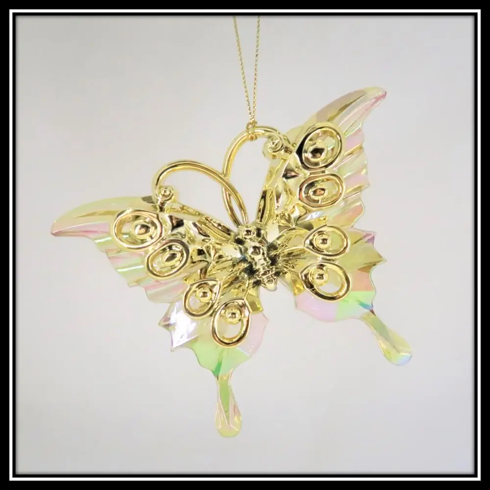 Christmas Decoration Amber/Gold Acrylic Butterfly Ornament