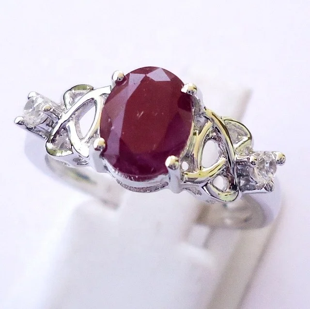 Best Design Natural Genuine Red Ruby Gemstone 925 Silver Rings for Females for Party Gifts