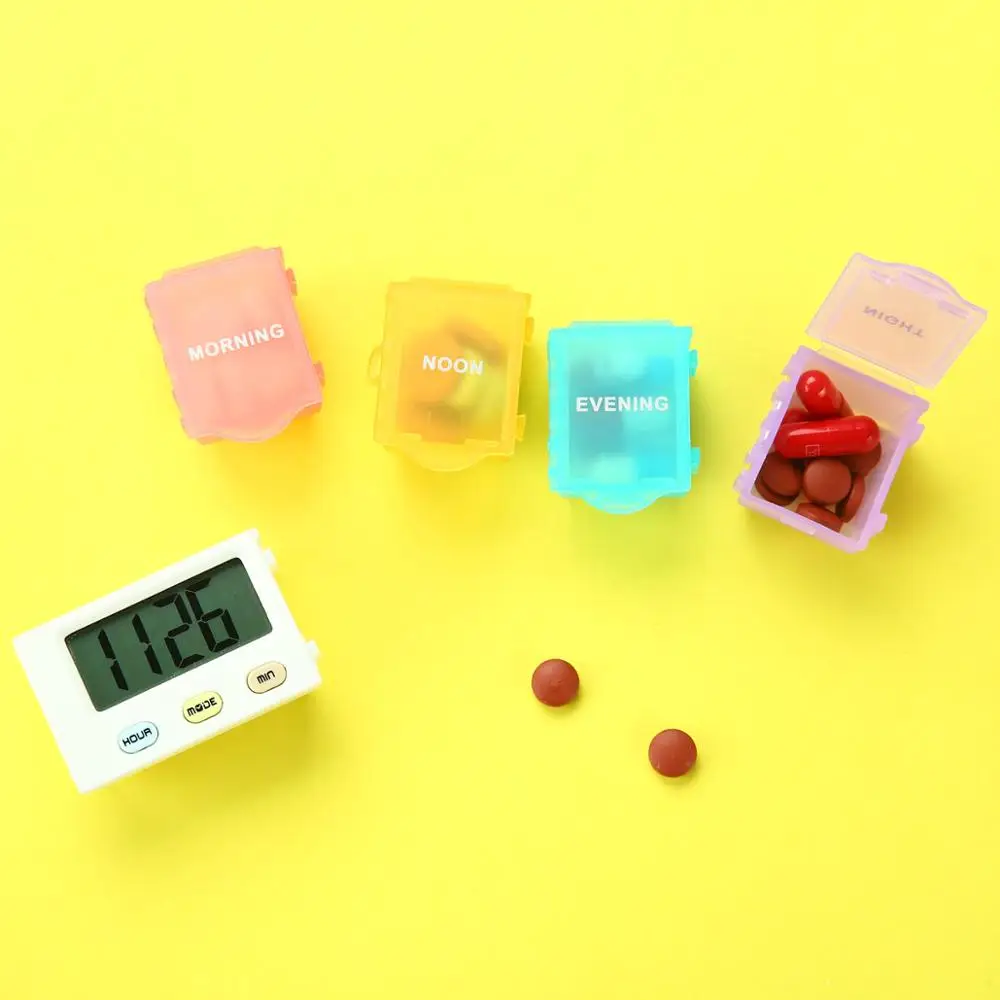 5 Alarm Pill Box Organizer (1 day with 4 Pill Box Compartments)
