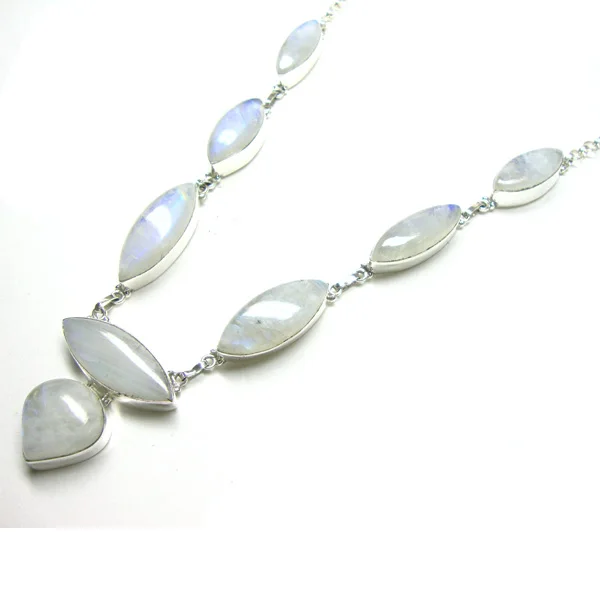 Rainbow Moonstone Silver Necklace Wholesale 925 Silver Jewelry