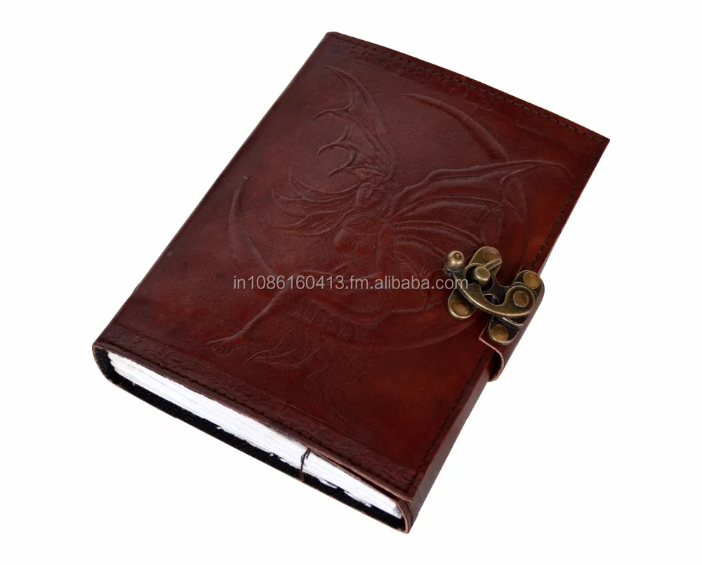 HANDMADE EMBOSSED LEATHER JOURNAL FAIRY OF MOON BOOK OF SHADOWS LATCH SPELLS JOURNAL PENTACLE WICCA CELTIC BOOK JOURNAL FOR ALL