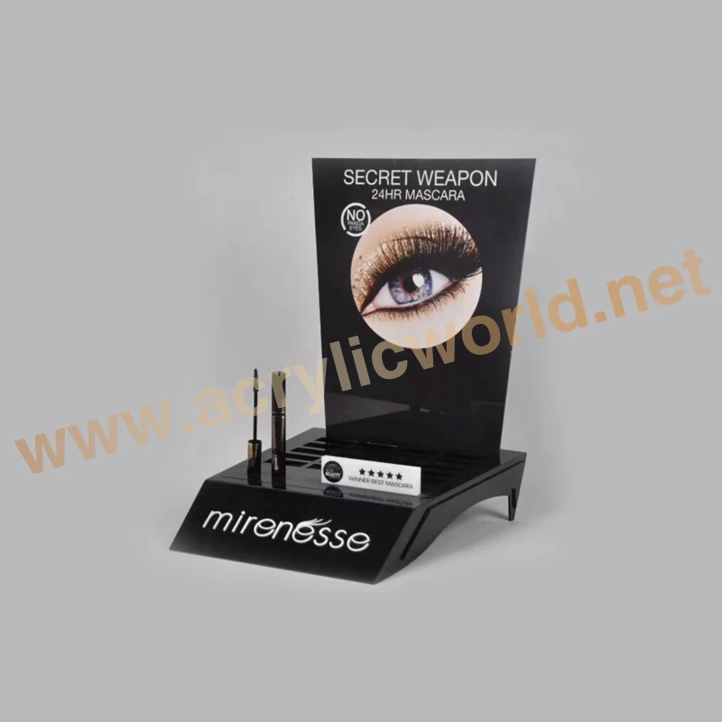 Customized Custom design cosmetic acrylic makeup display stand Makeup Showcase Perfume Cosmetics Wooden Display Case