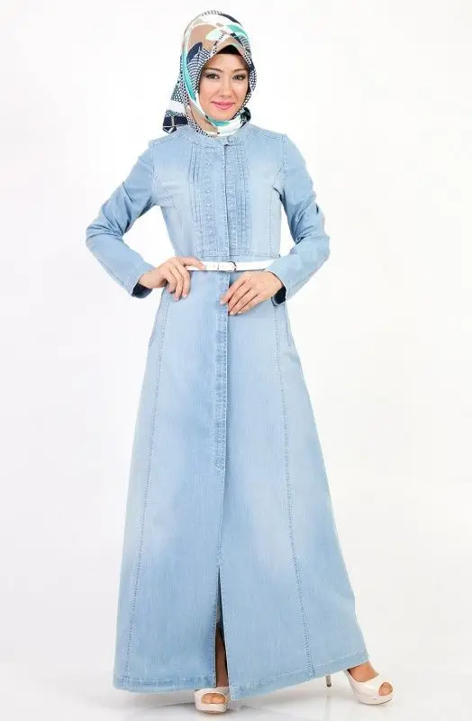 Denim Abaya Design Hooded Jilbab New Elegant Style