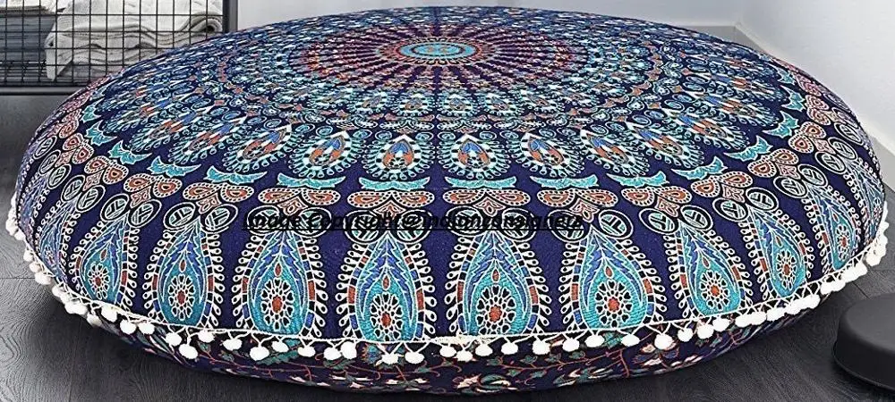 Ottoman Pouf Bohemian Multi-Color Cotton Fabric Mandala Floor Cushion Cover Pouffe Wonderful