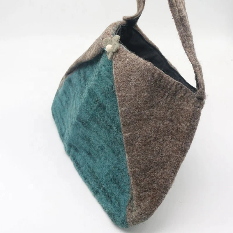 FYN-BG-028, Felt Hand Bag, Felted by Skilled and Talented Women Artisans from Nepal, 100% Eco-friendly New Zealand Wool
