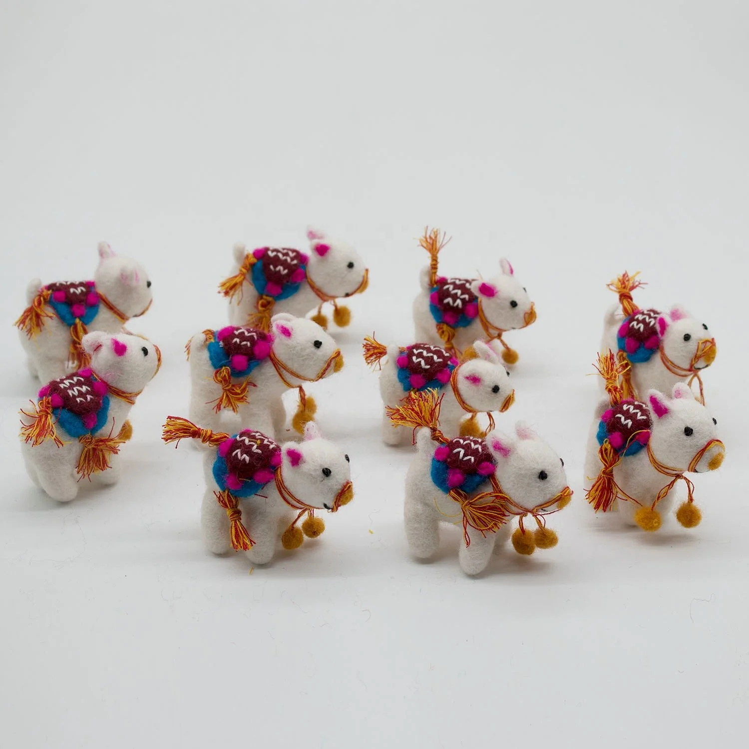 FCS-008 Felt Decorated Animal from Pure New Zealand Wool Christmas Accessories and Crafts Hand Felted by Women Artisan of Nepal