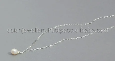 925 sterling silver Fresh Water Pearl gold vermeil pendant necklace