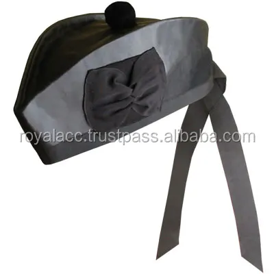 custom black leather Glengarry hats black leather hat with black pom pom hand made 2020 Winter Hats
