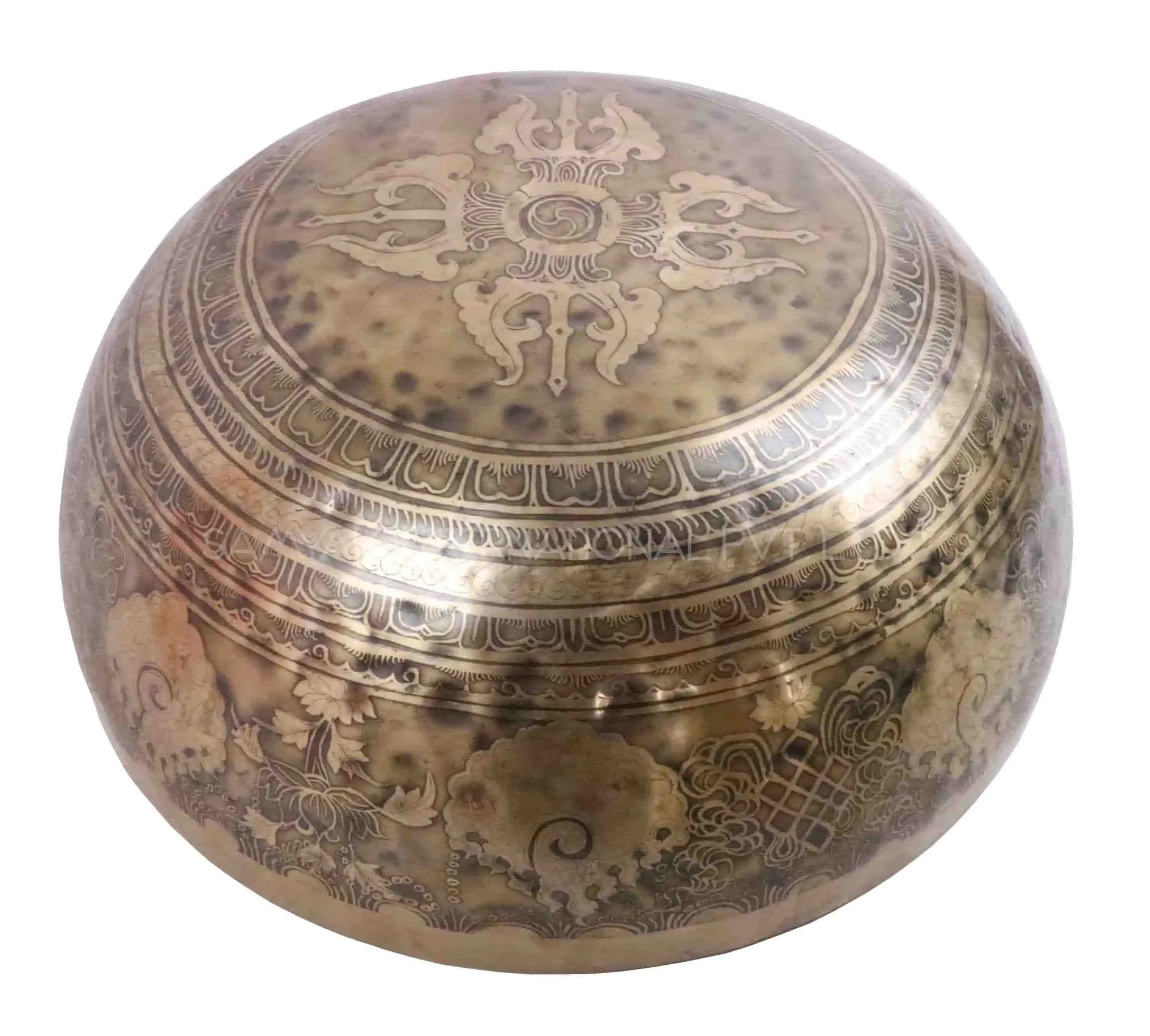 
Large Tibetan Meditation Singing Bowl Deep Tone and Sound Resonance with Etching Carving Bowl 