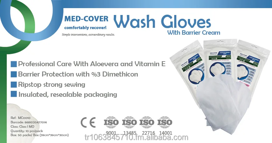 Ready-to-Use Healthcare Supply Total Body Cleaning and Care Wash Gloves
