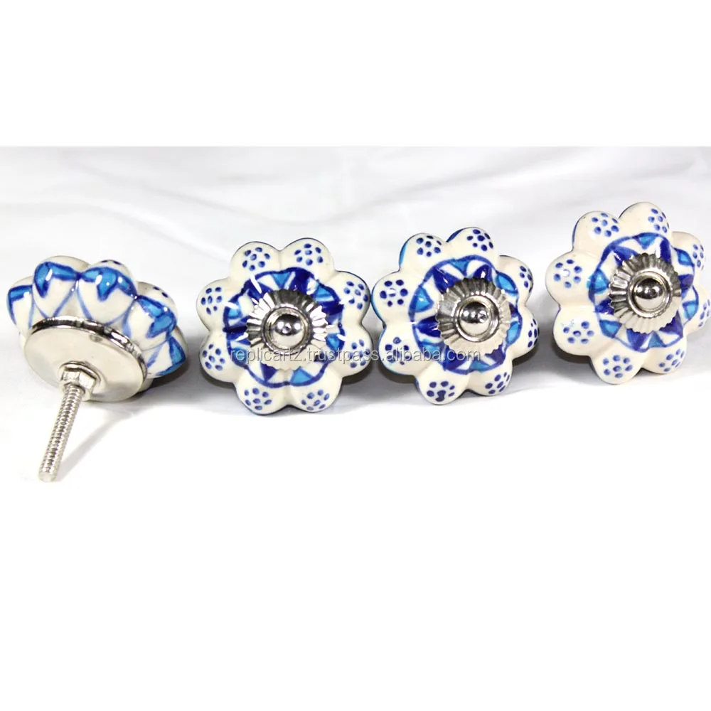 High Quality Handmade Ceramic Blue White Door Knobs Handmade Knobs Cabinet Knobs Ceramic
