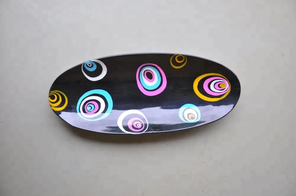 Best quality multicolor lacquer plate with leaves/oval shaped made in Vietnam
